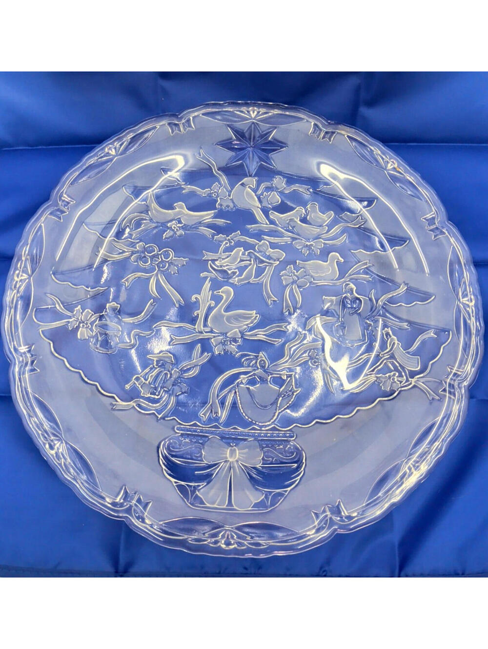 VTG Mikasa 12 Days of Christmas Holiday Serving Platter Plate Dish Glass Crystal
